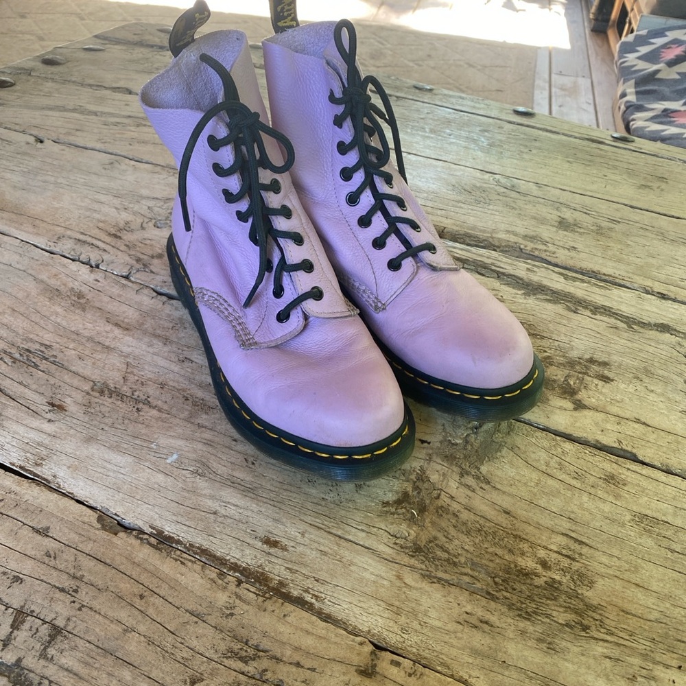 Dr. Martens Lavender 8-Eye Lace-Up Leather Boots
